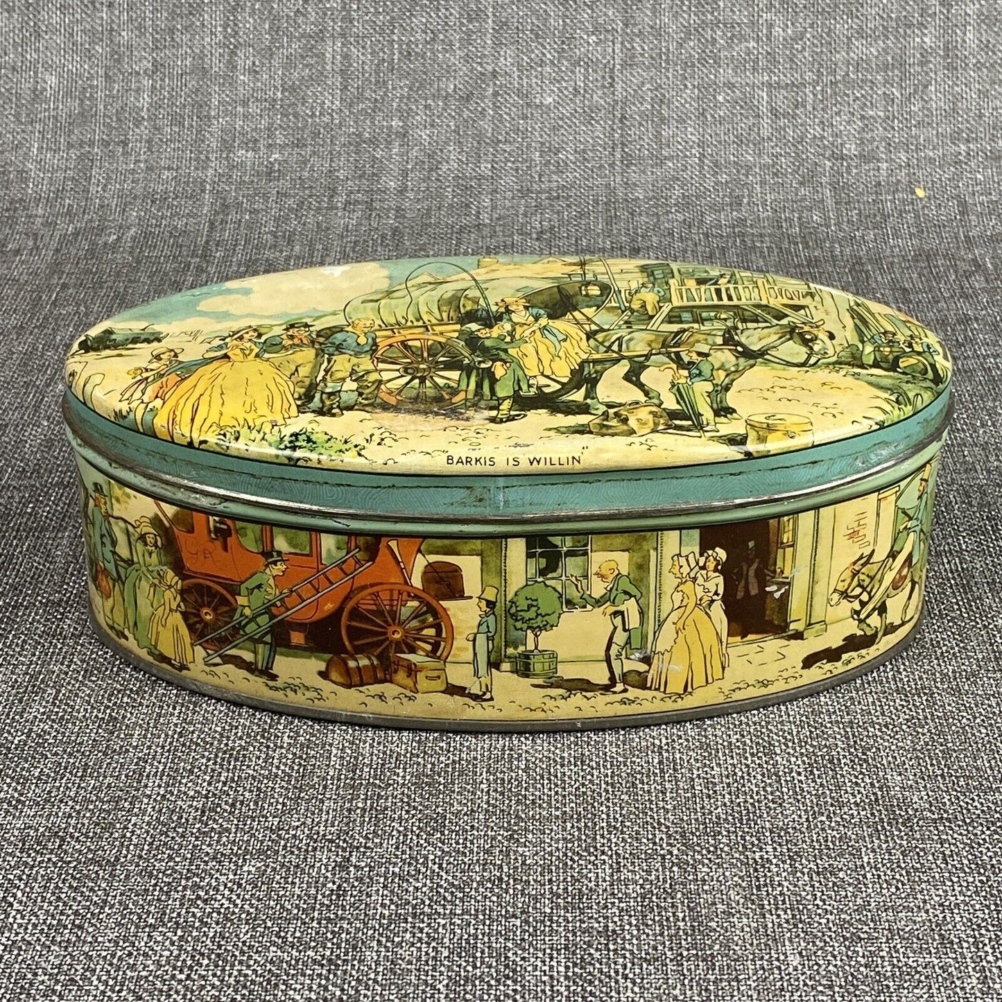 Vintage Candy Oval Tin Can THORNE'S Toffee made in England 8"x4"x2.5"