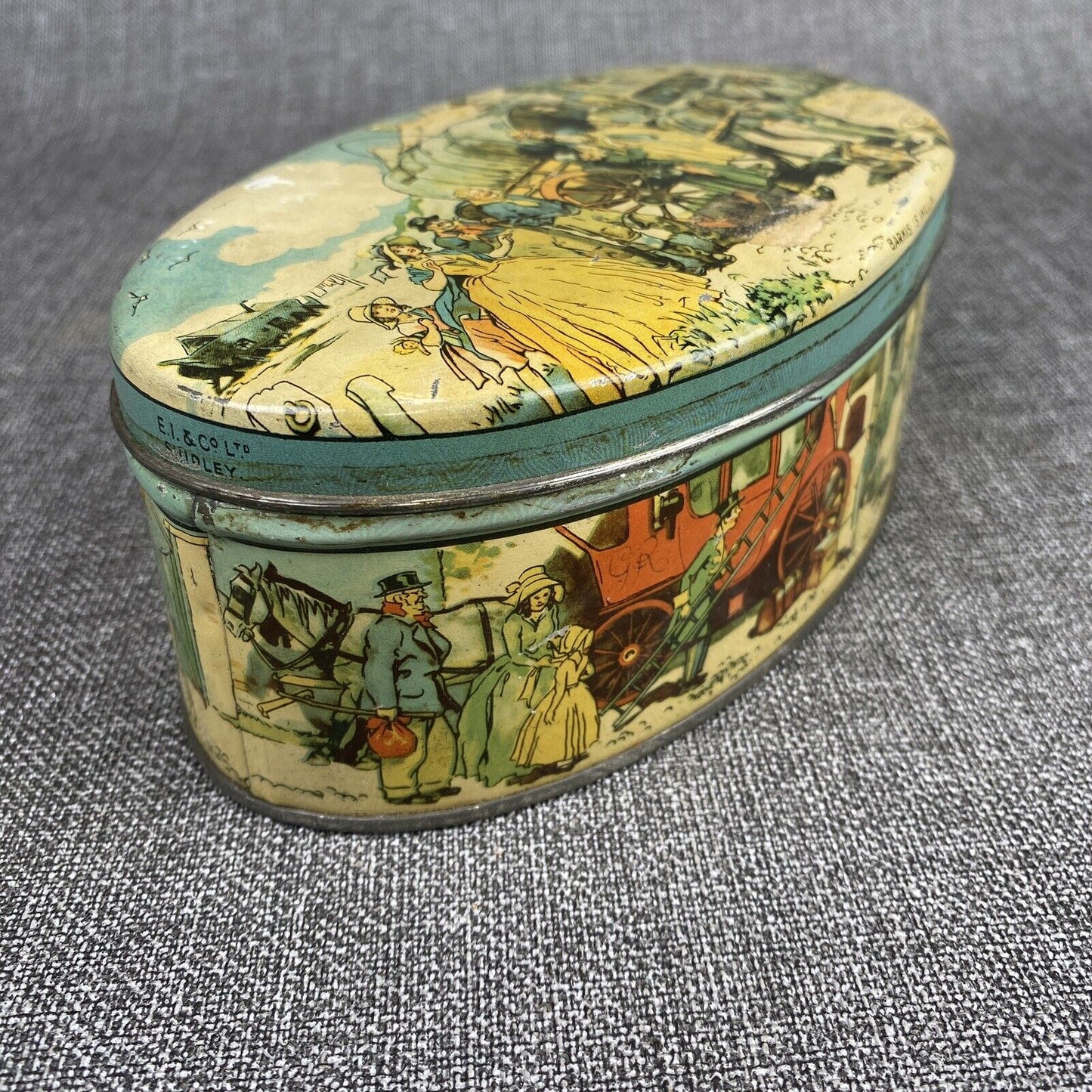Vintage Candy Oval Tin Can THORNE'S Toffee made in England 8"x4"x2.5"