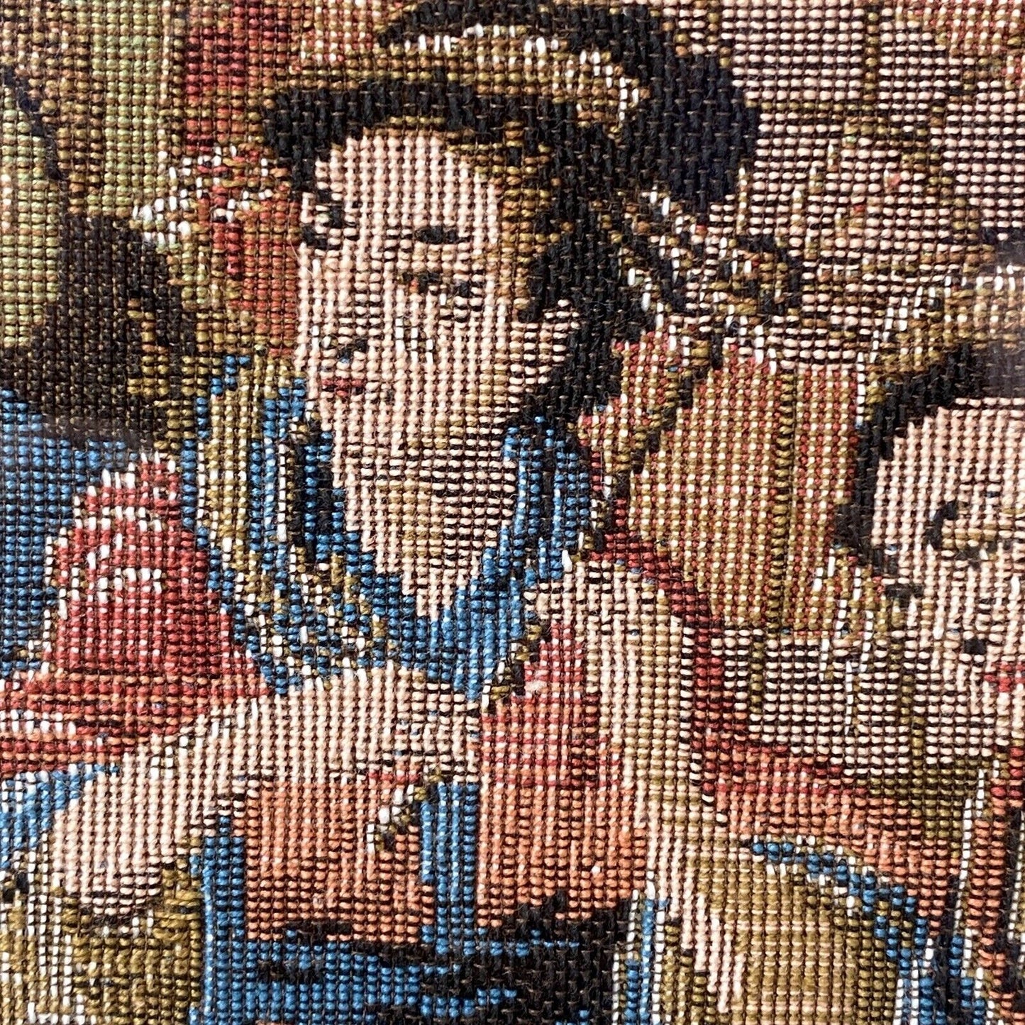 Vintage Large Tapestry Framed 40"x21" Japanese Aristocrats Socializing