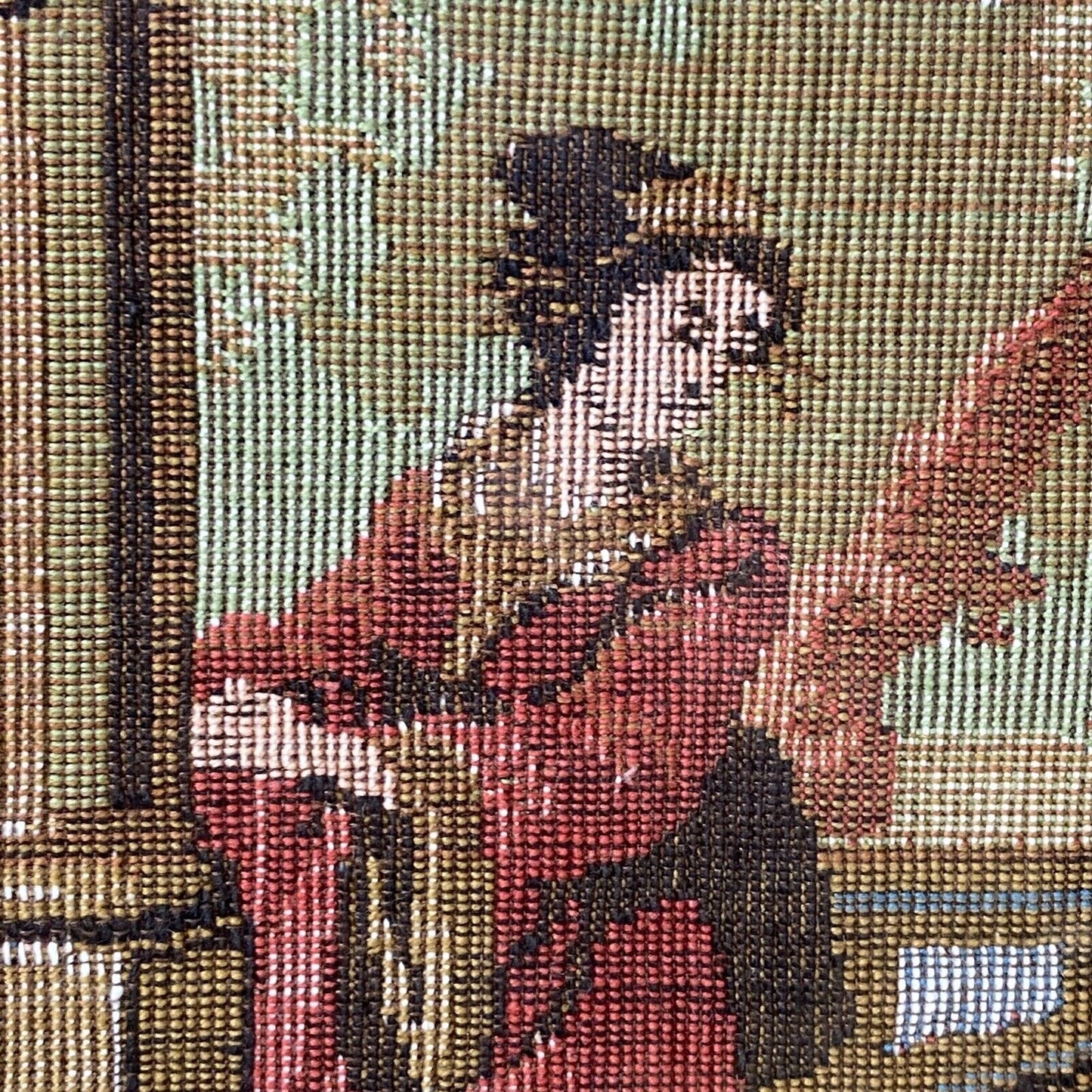 Vintage Large Tapestry Framed 40"x21" Japanese Aristocrats Socializing