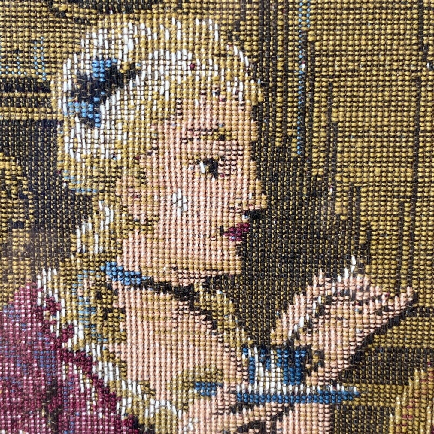 Vintage Large Tapestry Framed 40"x21" French Aristocrats Socializing