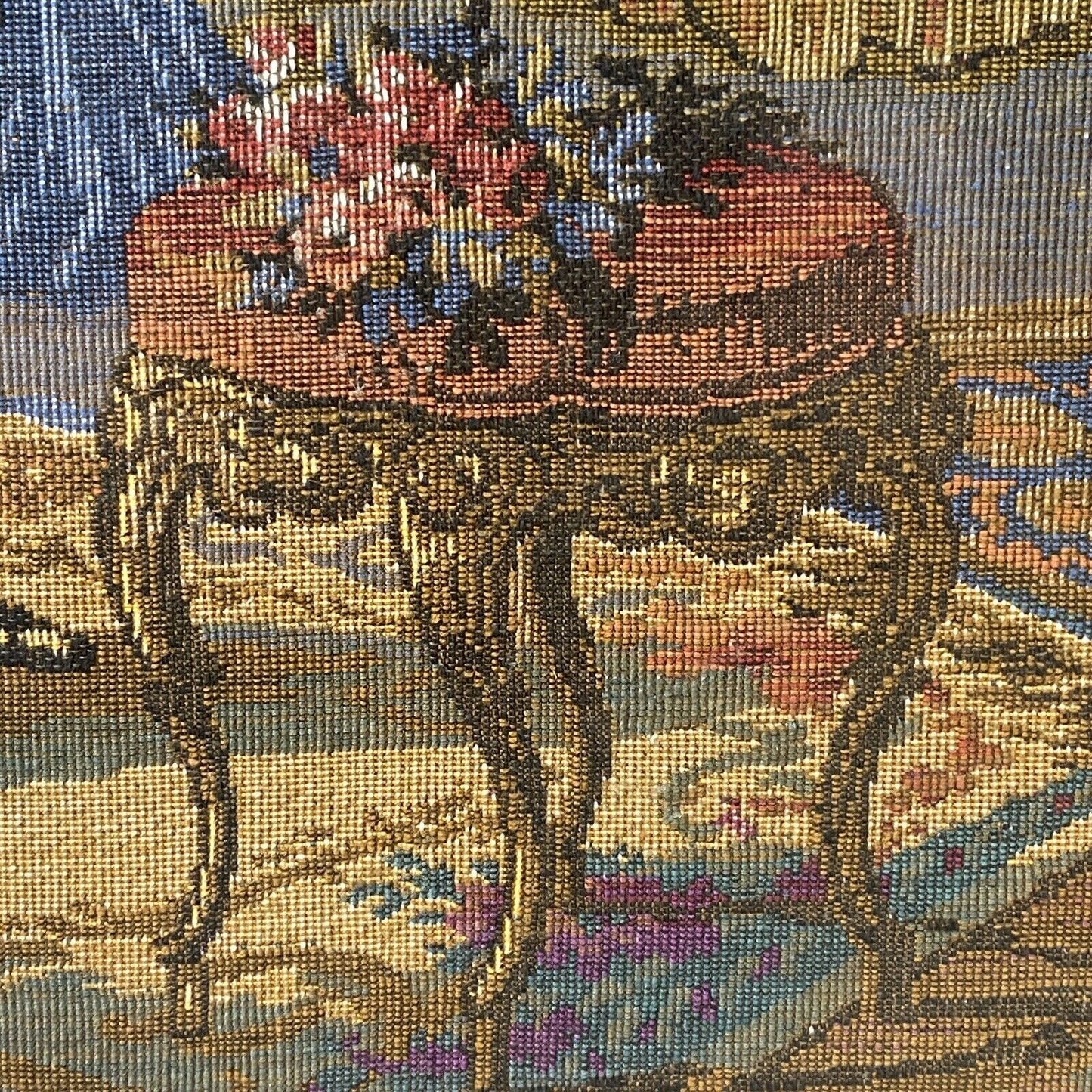 Vintage Large Tapestry Framed 40"x21" French Aristocrats Socializing