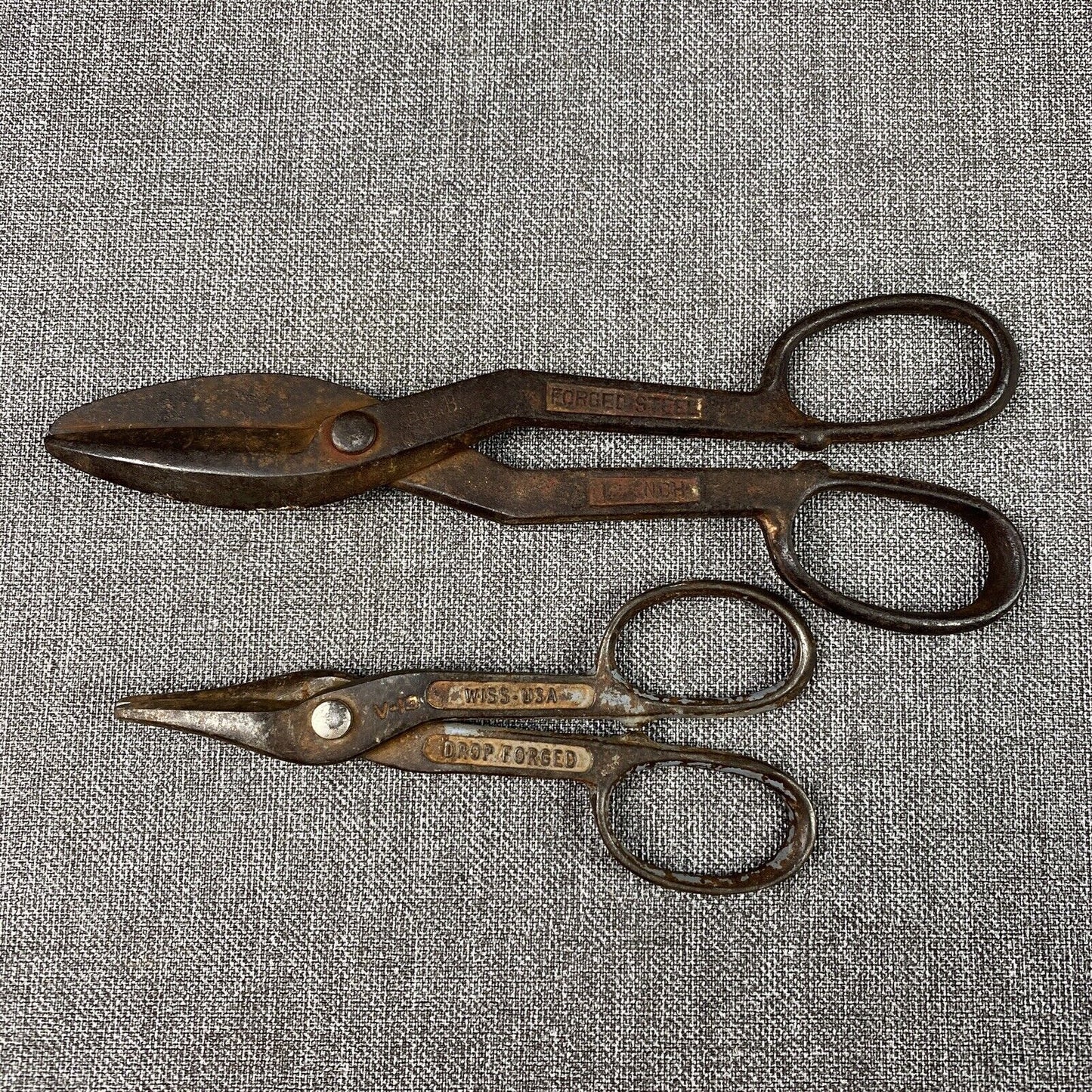 Pair of Vintage Snips Scissors Forged Steel Wiss + other