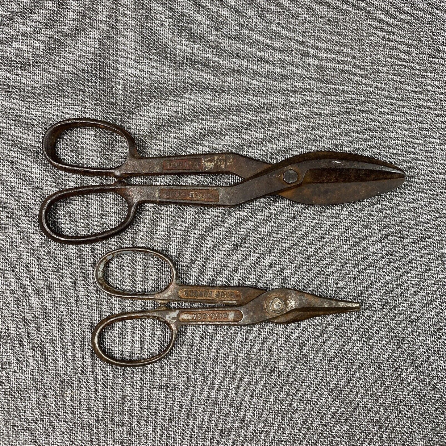 Pair of Vintage Snips Scissors Forged Steel Wiss + other
