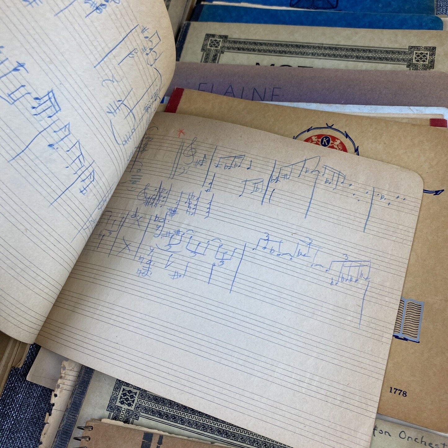 Large Lot of Antique Music Notebooks , USED and Notes Taken
