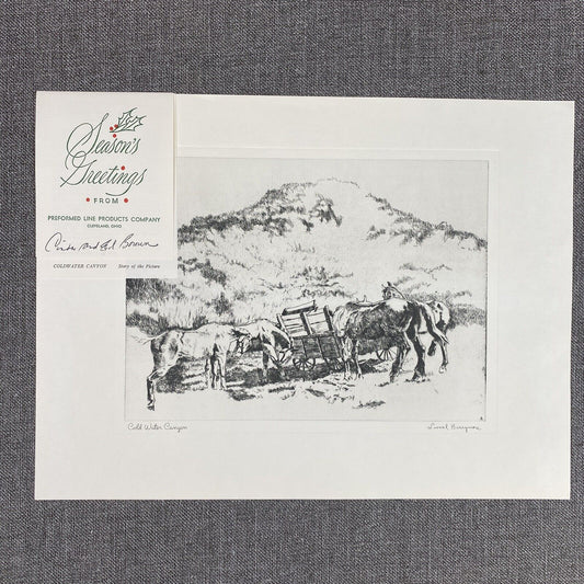 Vintage Lionel Barrymore Talio-Chrome Etching 'Cold Water Canyon' Western