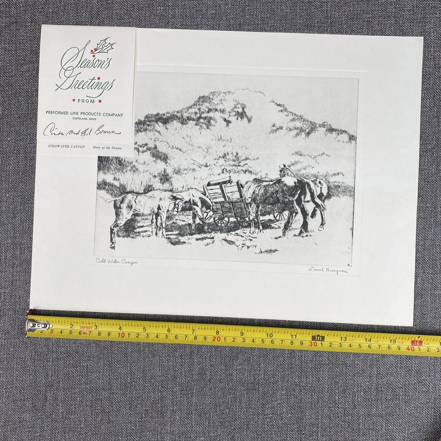 Vintage Lionel Barrymore Talio-Chrome Etching 'Cold Water Canyon' Western