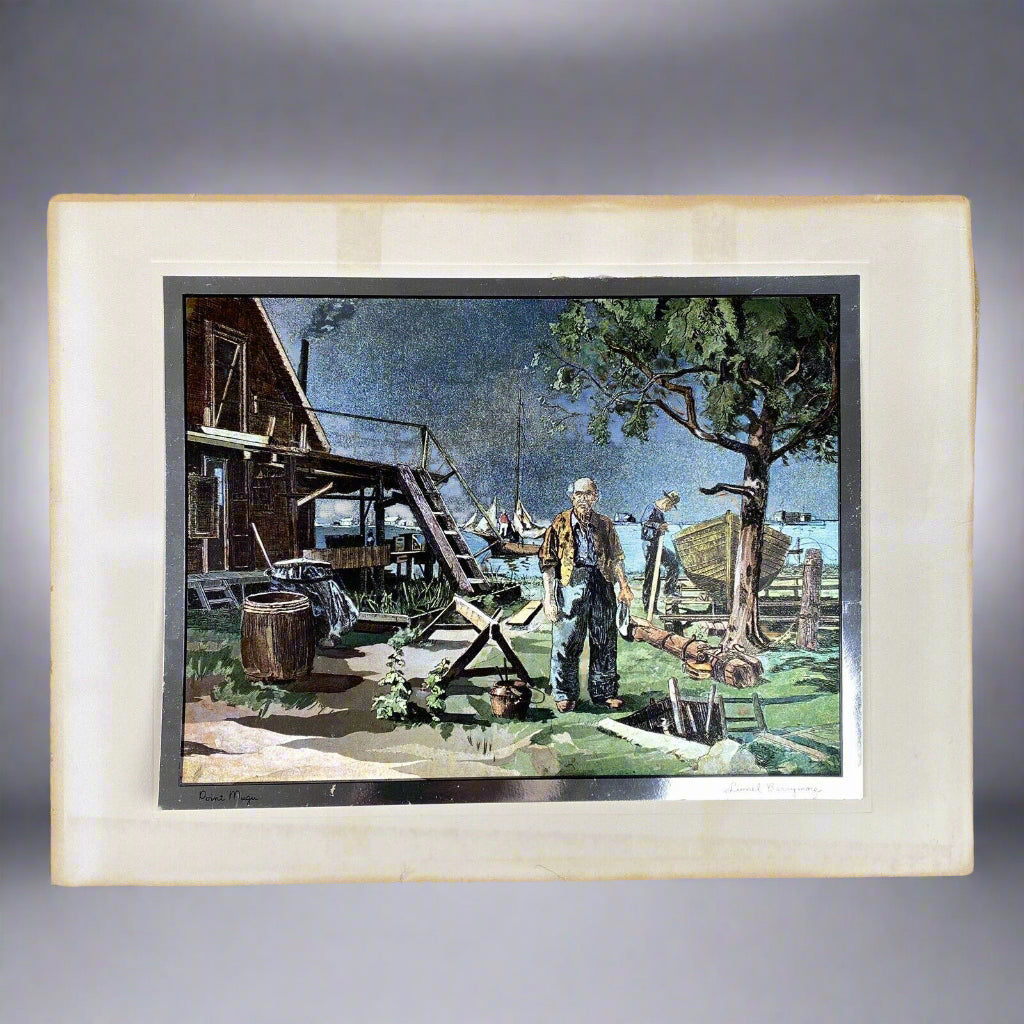 Vintage Lionel Barrymore 'Point Mugu' Foil Etching 9" x 12"