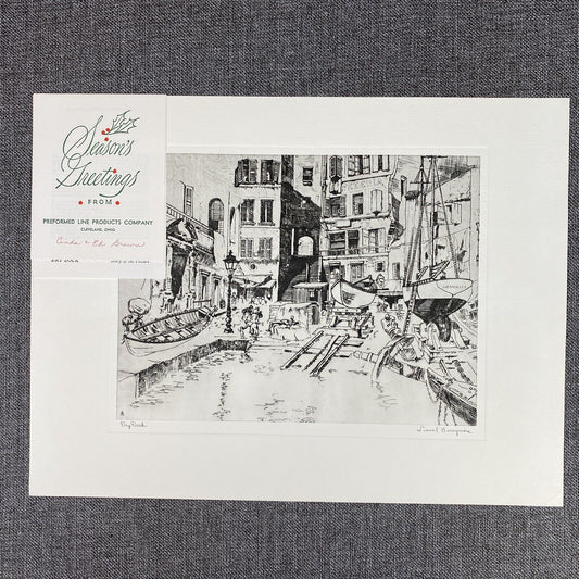 Vintage Lionel Barrymore Talio-Chrome Etching 'Dry Dock' 12" x16"