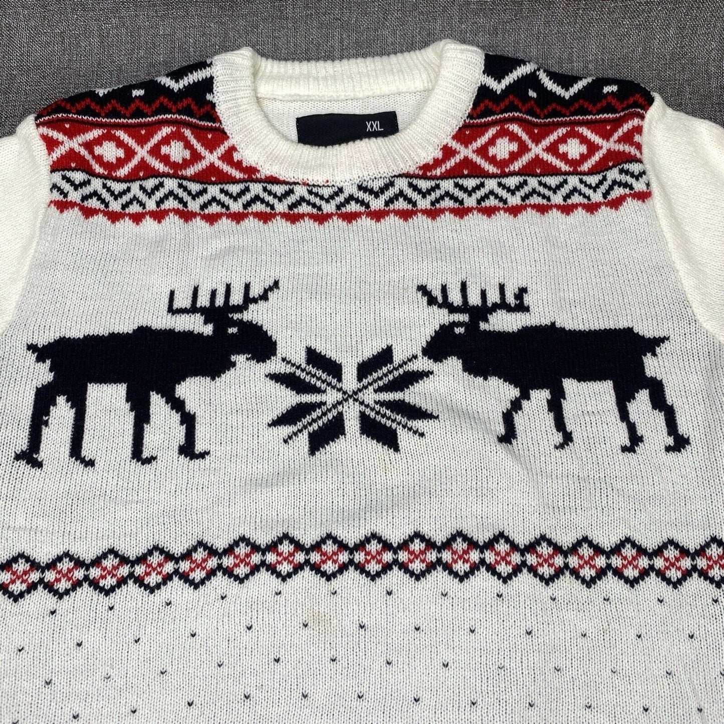 American Stitch Moose-Snowflakes Red,White,Black Pullover Size XXL