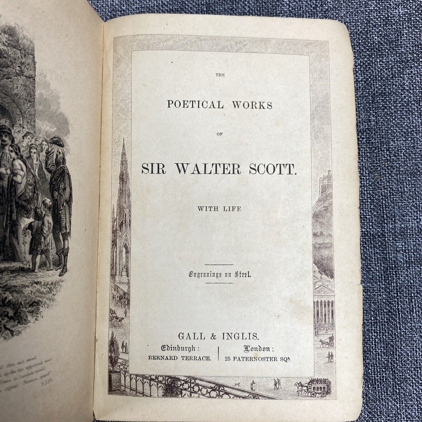 Antique Sir Walter Scott's Poetical Works Gall & Inglis Landscape Edition Rare