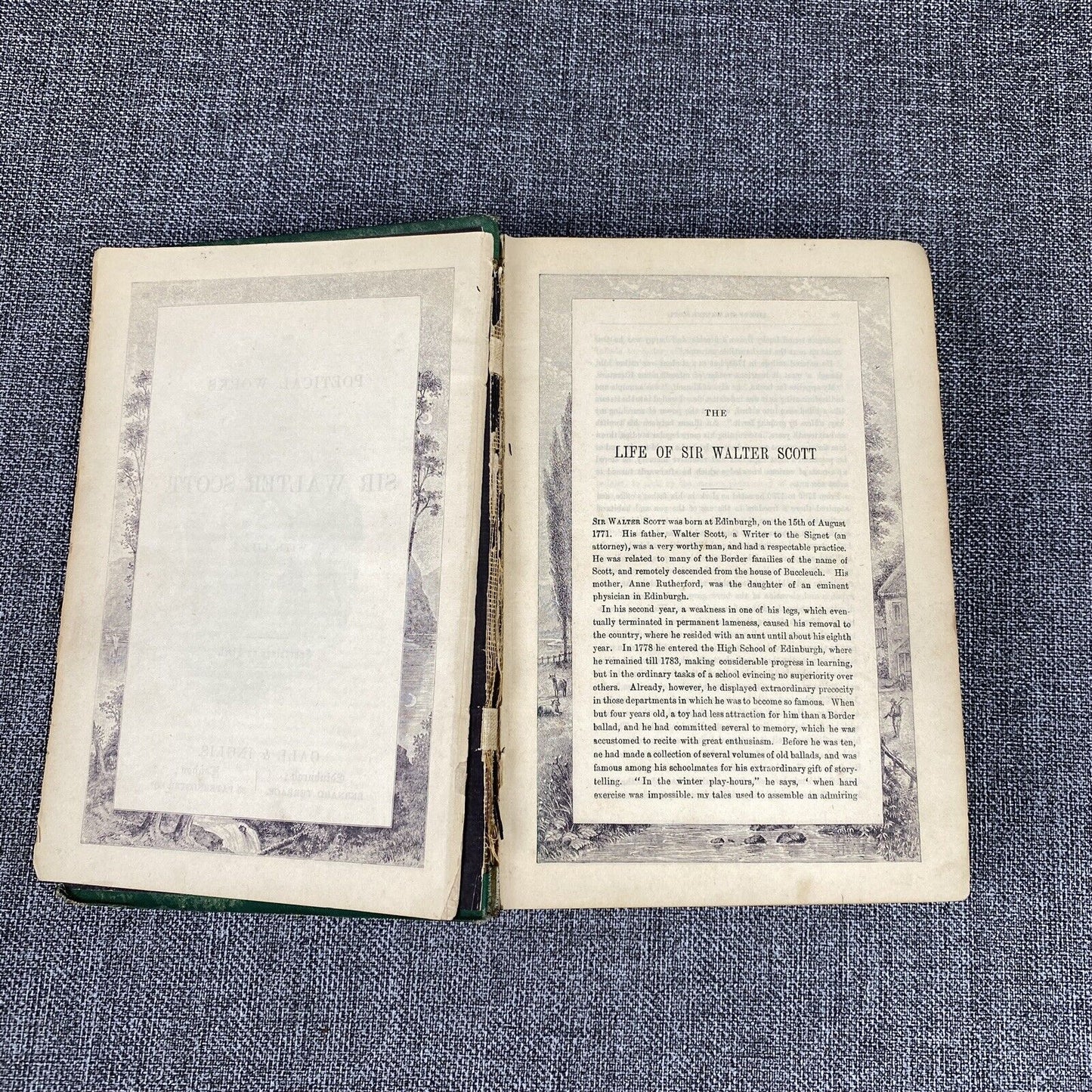 Antique Sir Walter Scott's Poetical Works Gall & Inglis Landscape Edition Rare