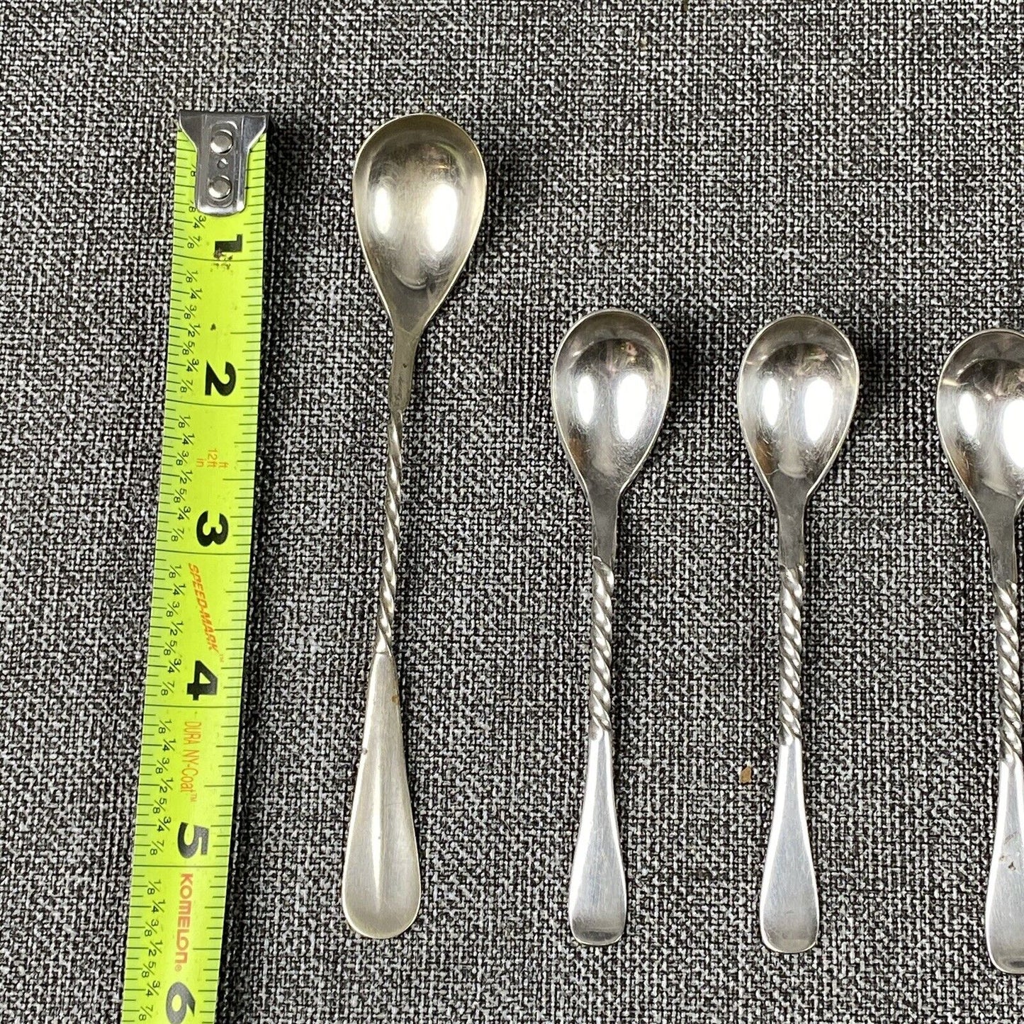6 Vintage 1877 NF Co Spoons - 2 - 5 1/2 inch spoons, 4 - 4 inch spoons