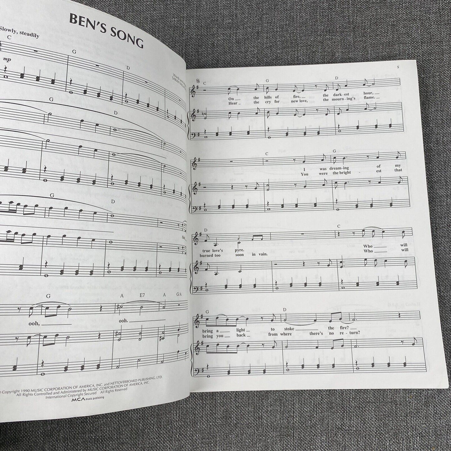 SARAH McLACHLAN Songbook Vocal Piano Guitar Sheet Music Lyrics Surfacing