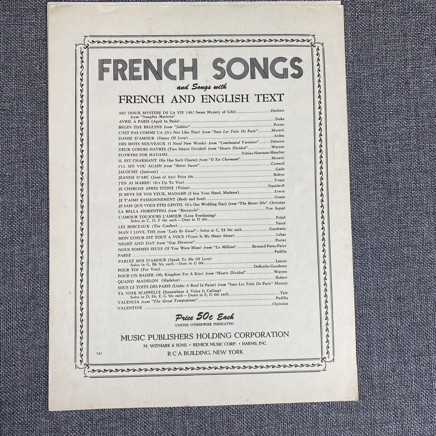 Vtg 1939 The Man I Love Gotham CLASSICS PIANO SERIES Sheet Music George Gershwin