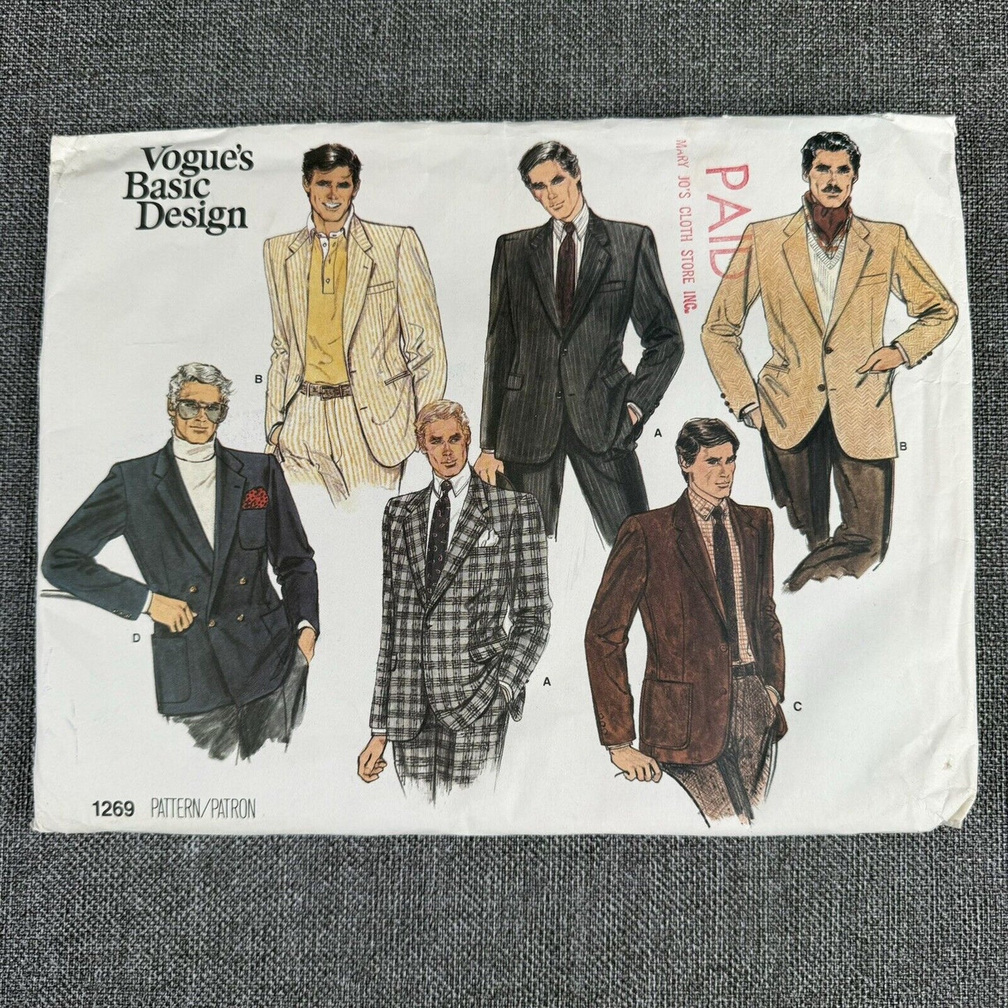 Vogue 1269 Men's Jacket Multi-Sytle Size 40