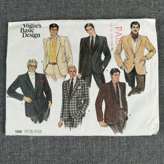 Vogue 1269 Men's Jacket Multi-Sytle Size 40