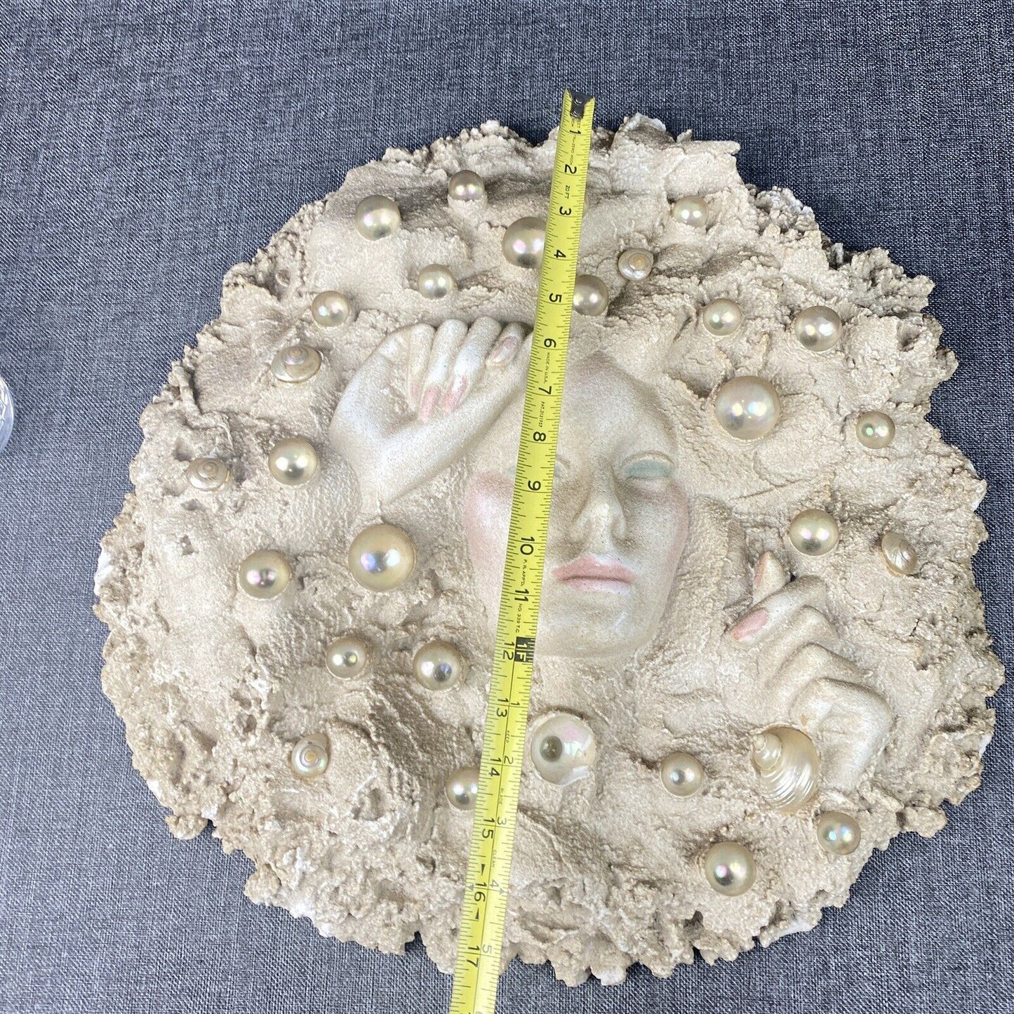 Vintage Handmade Girl in the Water Plaster Sculpture 17.5" (Mermaid?)
