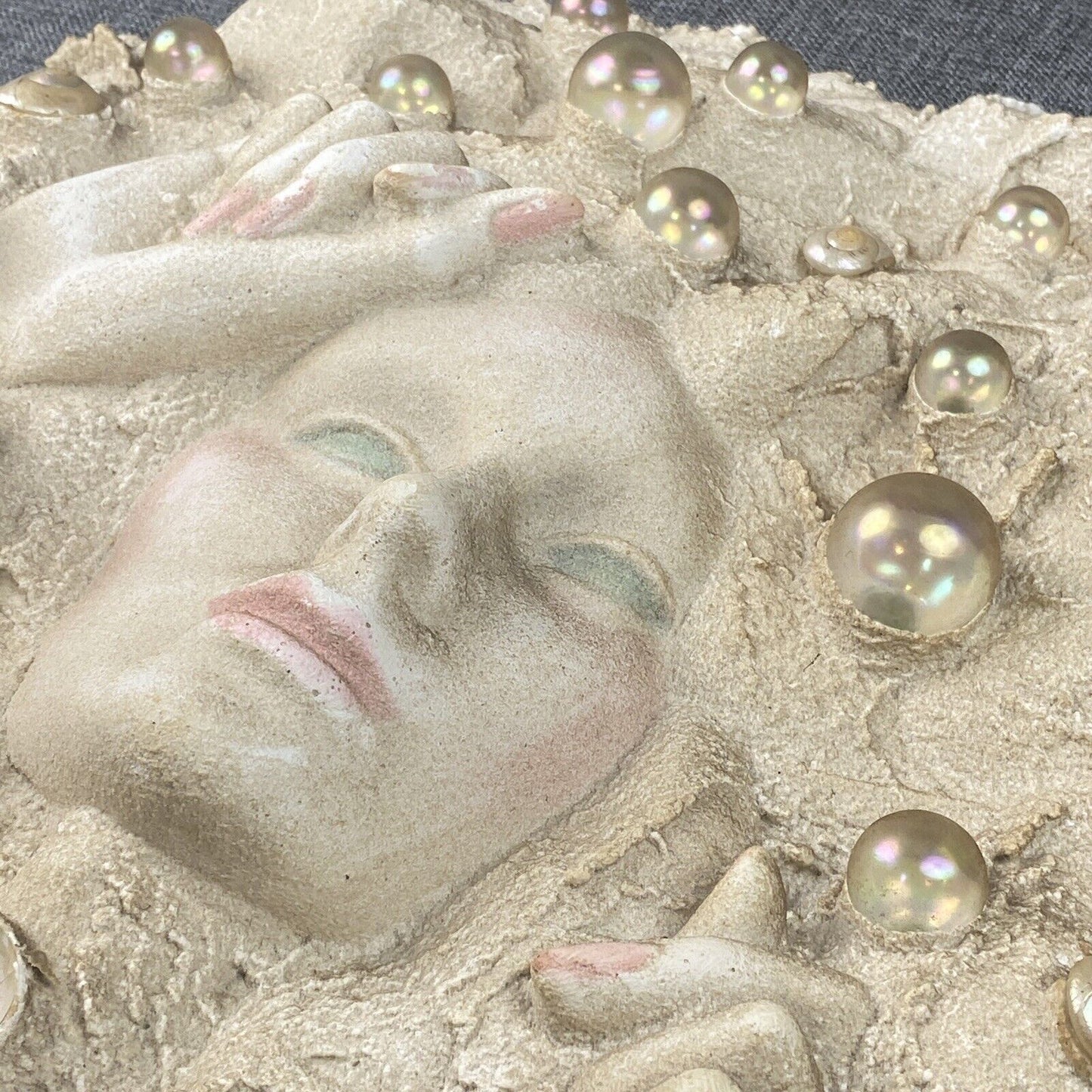 Vintage Handmade Girl in the Water Plaster Sculpture 17.5" (Mermaid?)