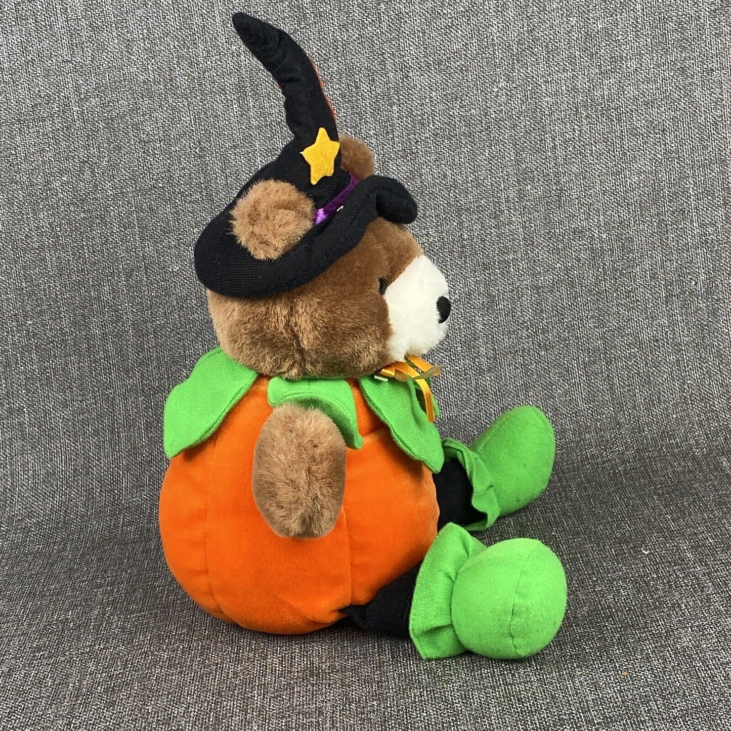 Vintage 1988 Chrisha Creations Halloween Playful Plush Pumpkin Teddy Bear 12"