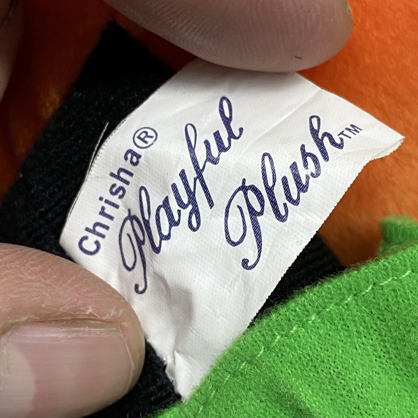 Vintage 1988 Chrisha Creations Halloween Playful Plush Pumpkin Teddy Bear 12"