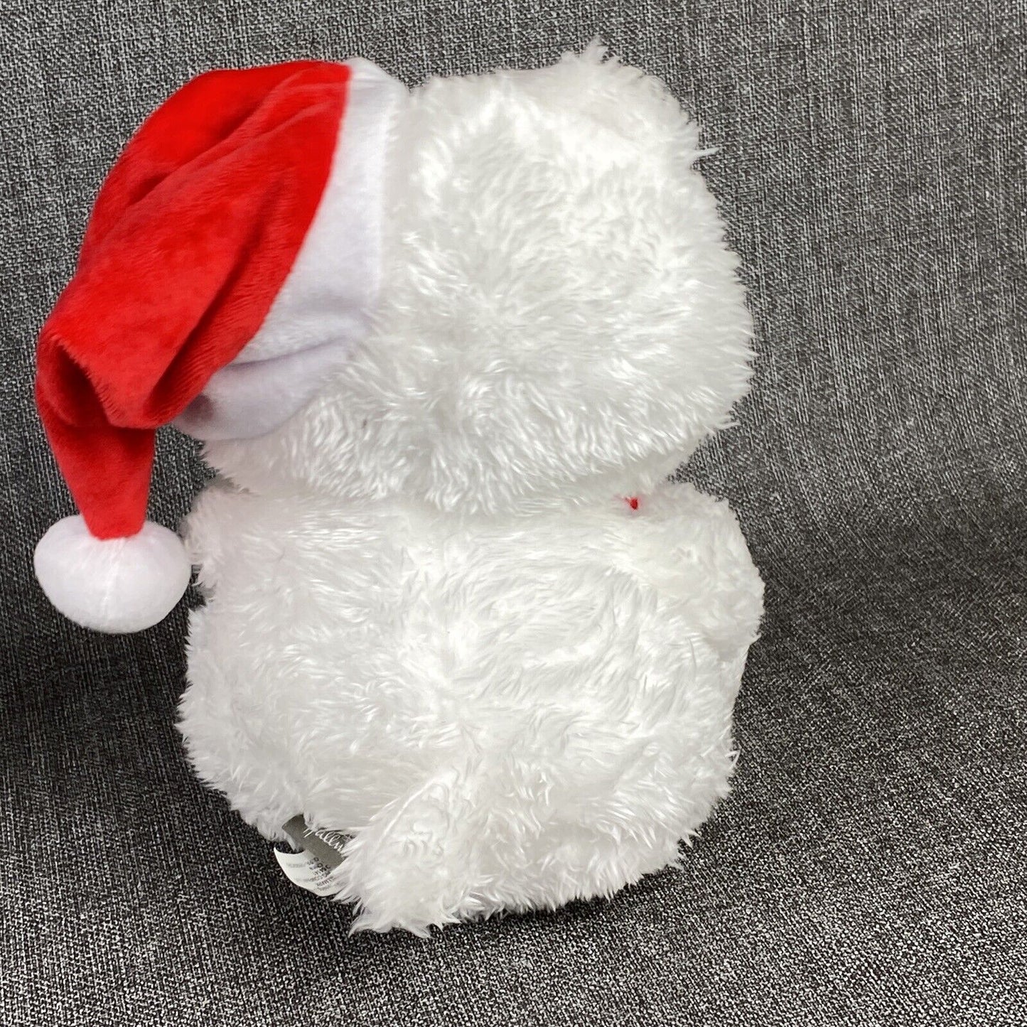 Vintage Hallmark Christmas White Teddy Bear Soft Plush with Candy and Hat 11"
