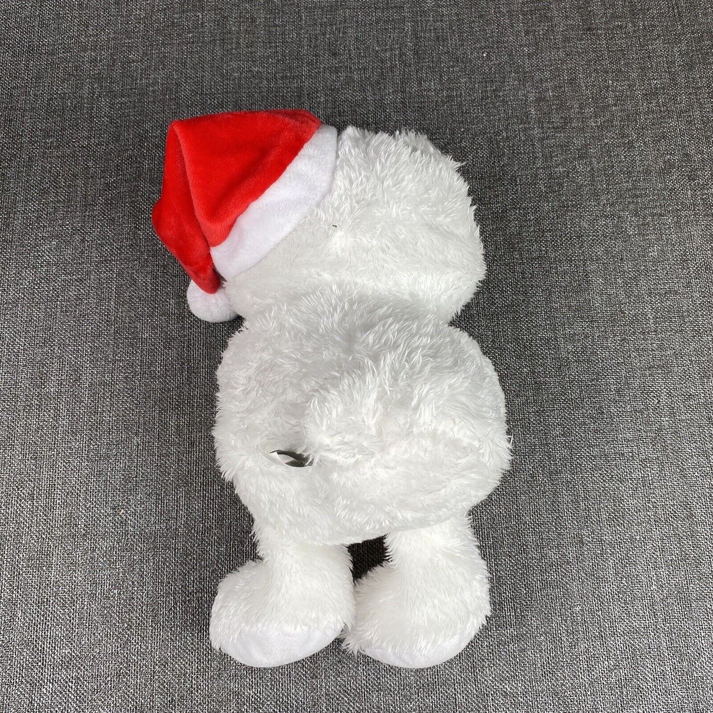 Vintage Hallmark Christmas White Teddy Bear Soft Plush with Candy and Hat 11"