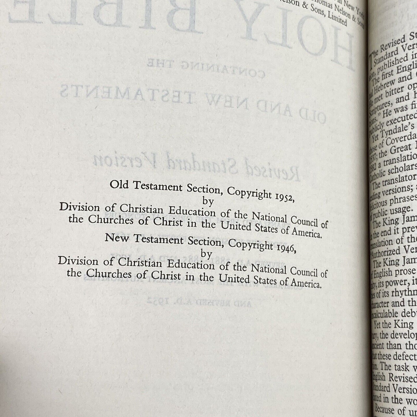 Vintage Holy Bible With Helps Revised Standard Version published in 1952