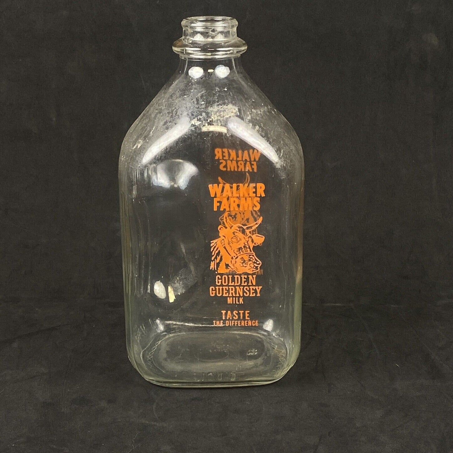 1/2 Gallon WALKER FARMS MILK BOTTLE Golden Guernsey Milk Taste the Difference
