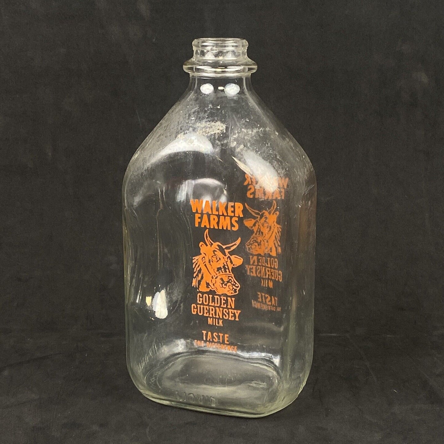 1/2 Gallon WALKER FARMS MILK BOTTLE Golden Guernsey Milk Taste the Difference