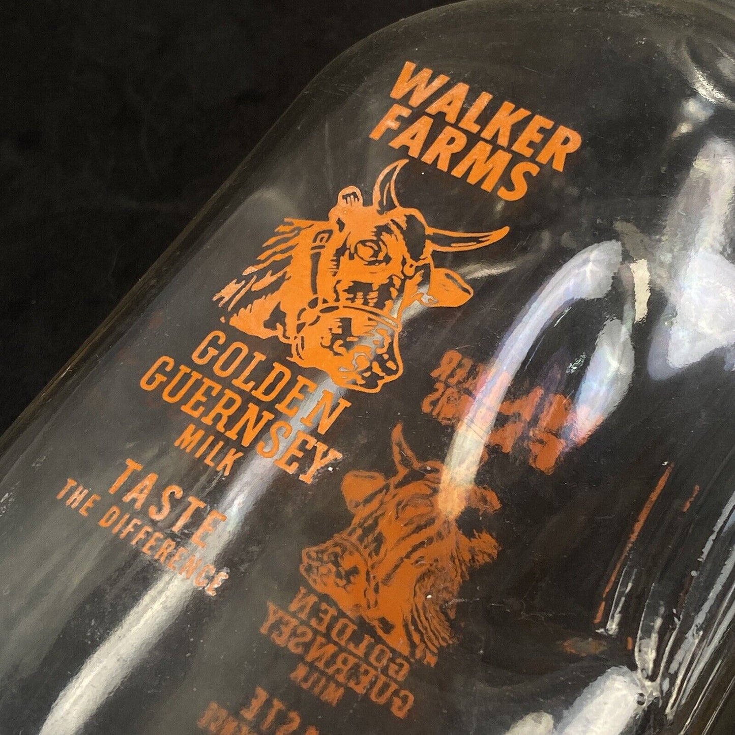1/2 Gallon WALKER FARMS MILK BOTTLE Golden Guernsey Milk Taste the Difference