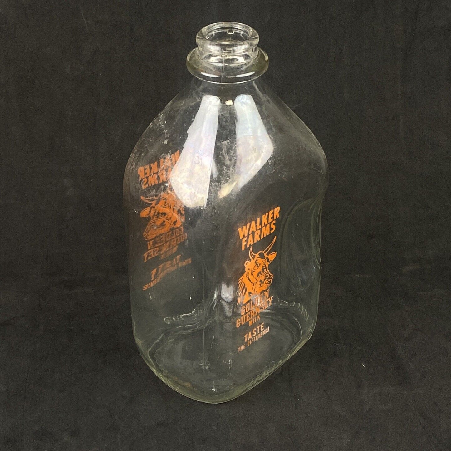1/2 Gallon WALKER FARMS MILK BOTTLE Golden Guernsey Milk Taste the Difference
