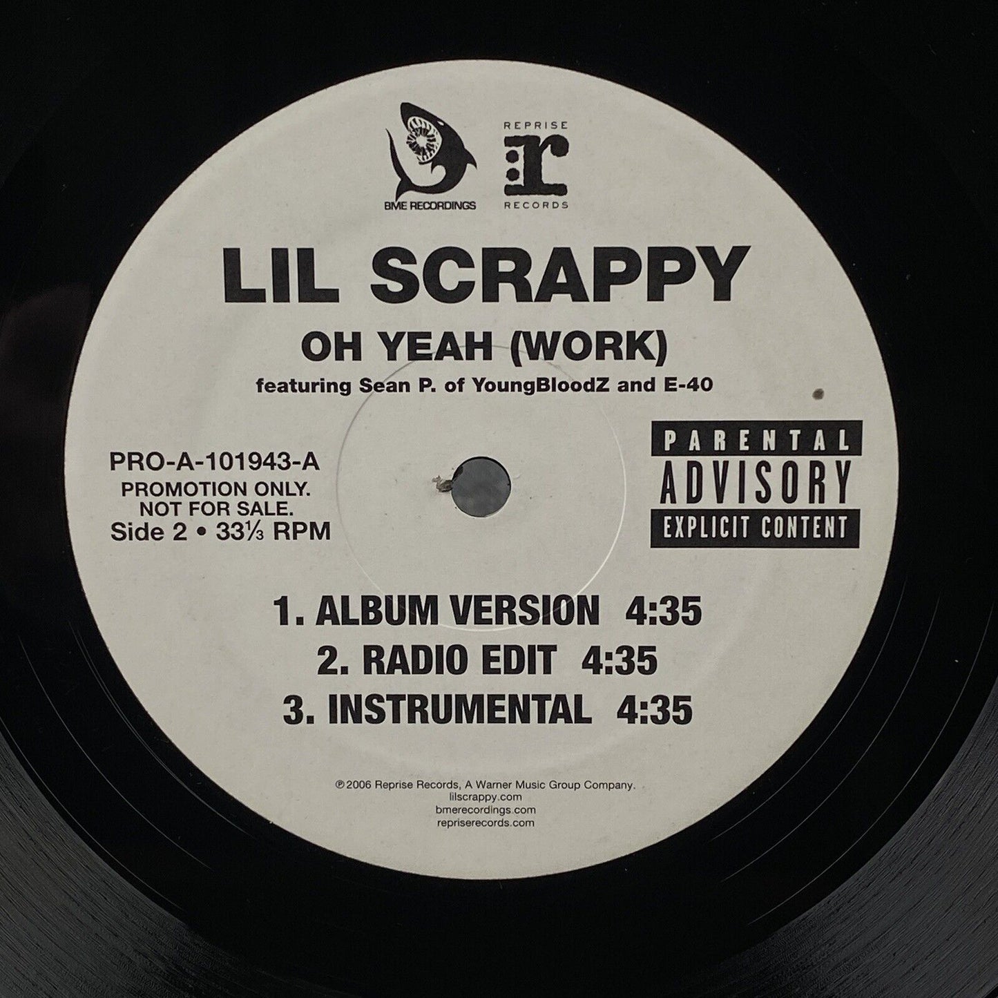 Lil' Scrappy Oh Yeah (Work) 12" VINYL SINGLE Feat. Sean P
