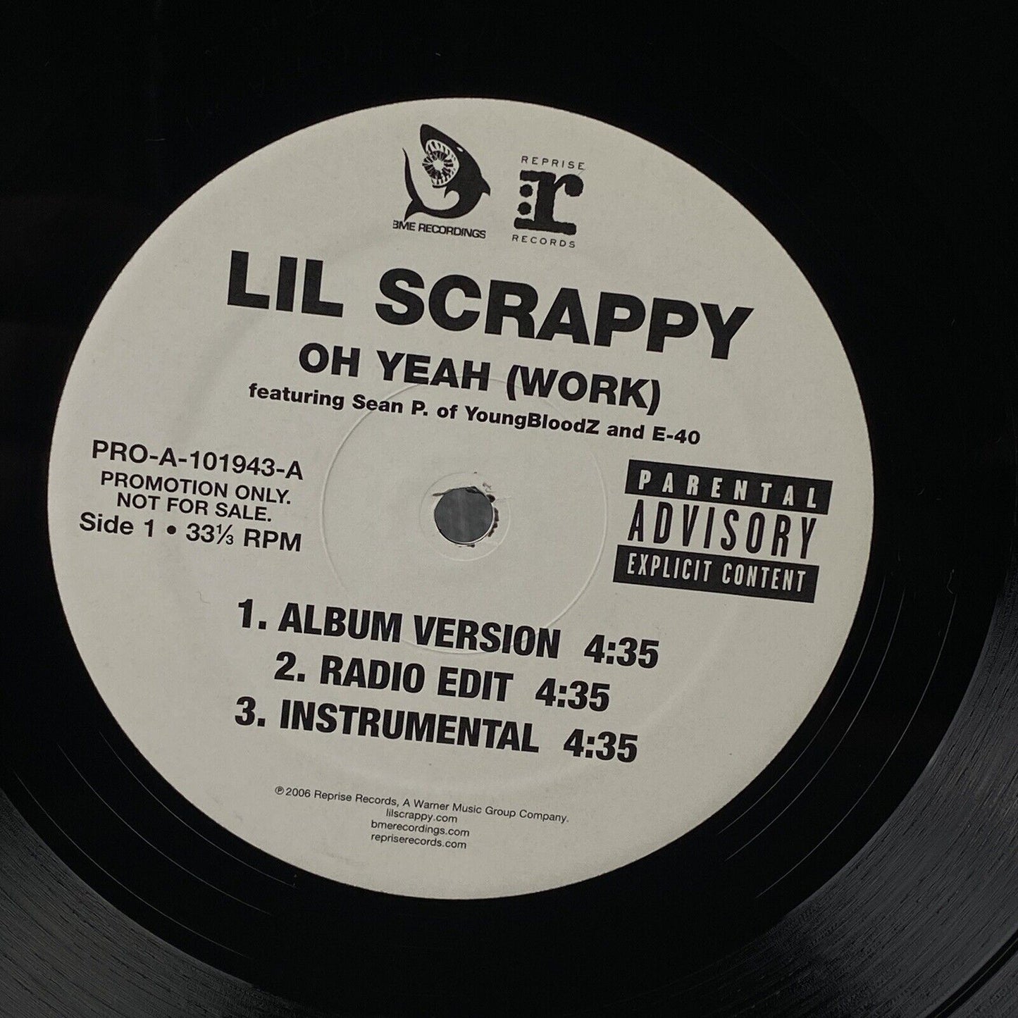 Lil' Scrappy Oh Yeah (Work) 12" VINYL SINGLE Feat. Sean P