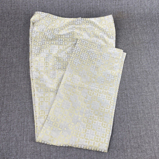 Sigrid Olsen Dress Pants Womens Size 6 Straight Leg Grey with Grey/Yellow Petals