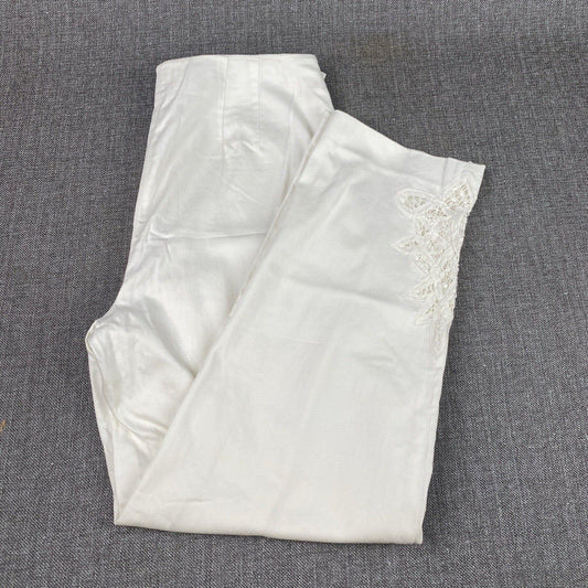 Talbots Womens Size 10 White Pants on Ankle Side Has Pretty Stitch Side Zip