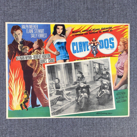 Clave Dos "Code Two" 1953 Vintage Movie Lobby Card Motorcycle Cops 16" x 12"