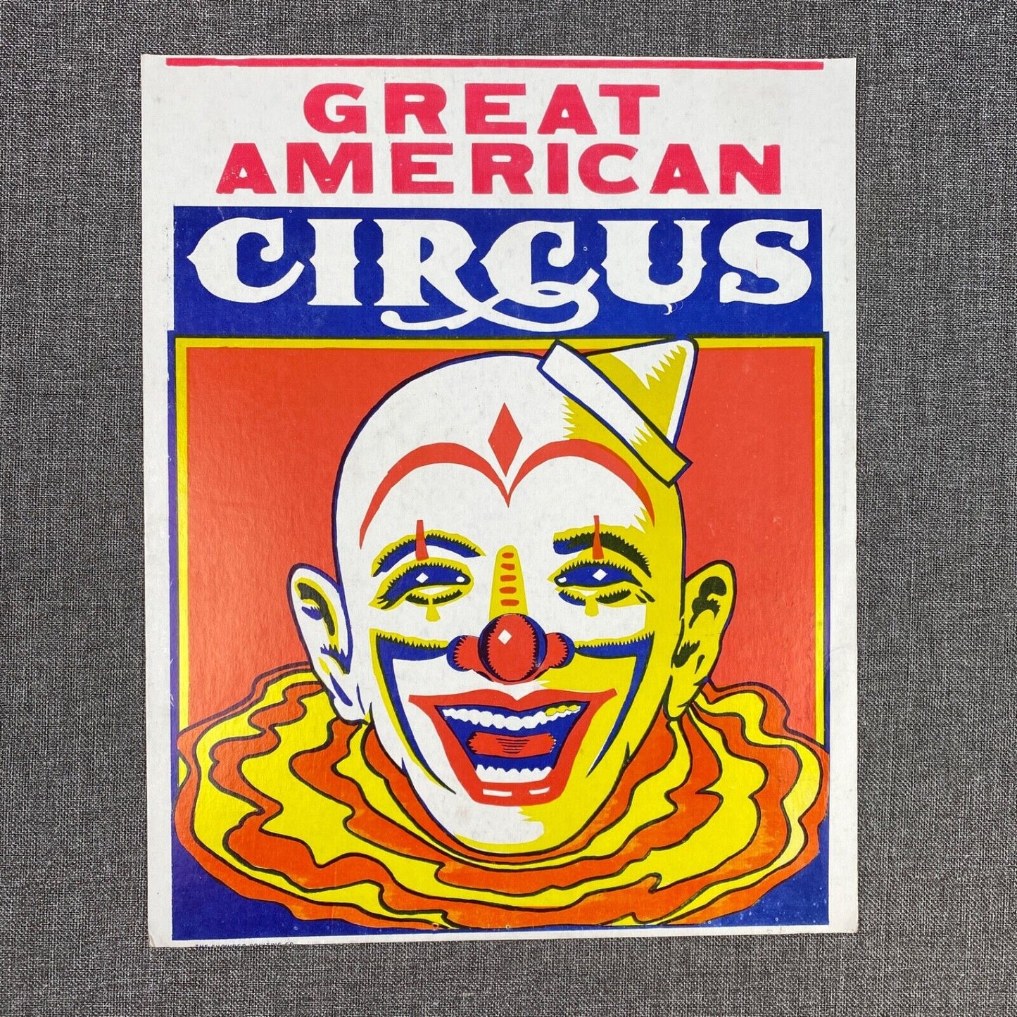 Great American Circus Vintage Cardboard Poster 17" Tall x 14" Wide