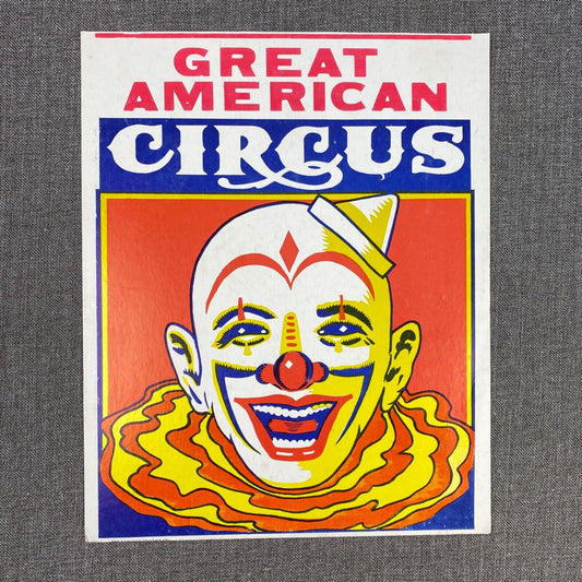 Great American Circus Vintage Cardboard Poster 17" Tall x 14" Wide