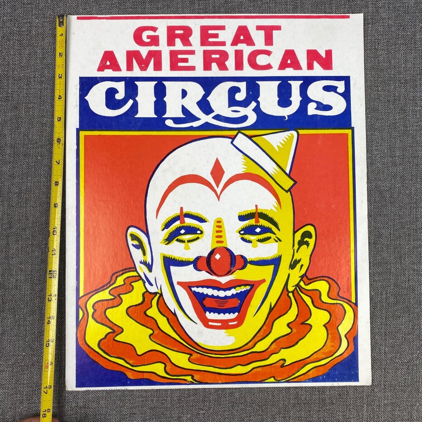Great American Circus Vintage Cardboard Poster 17" Tall x 14" Wide