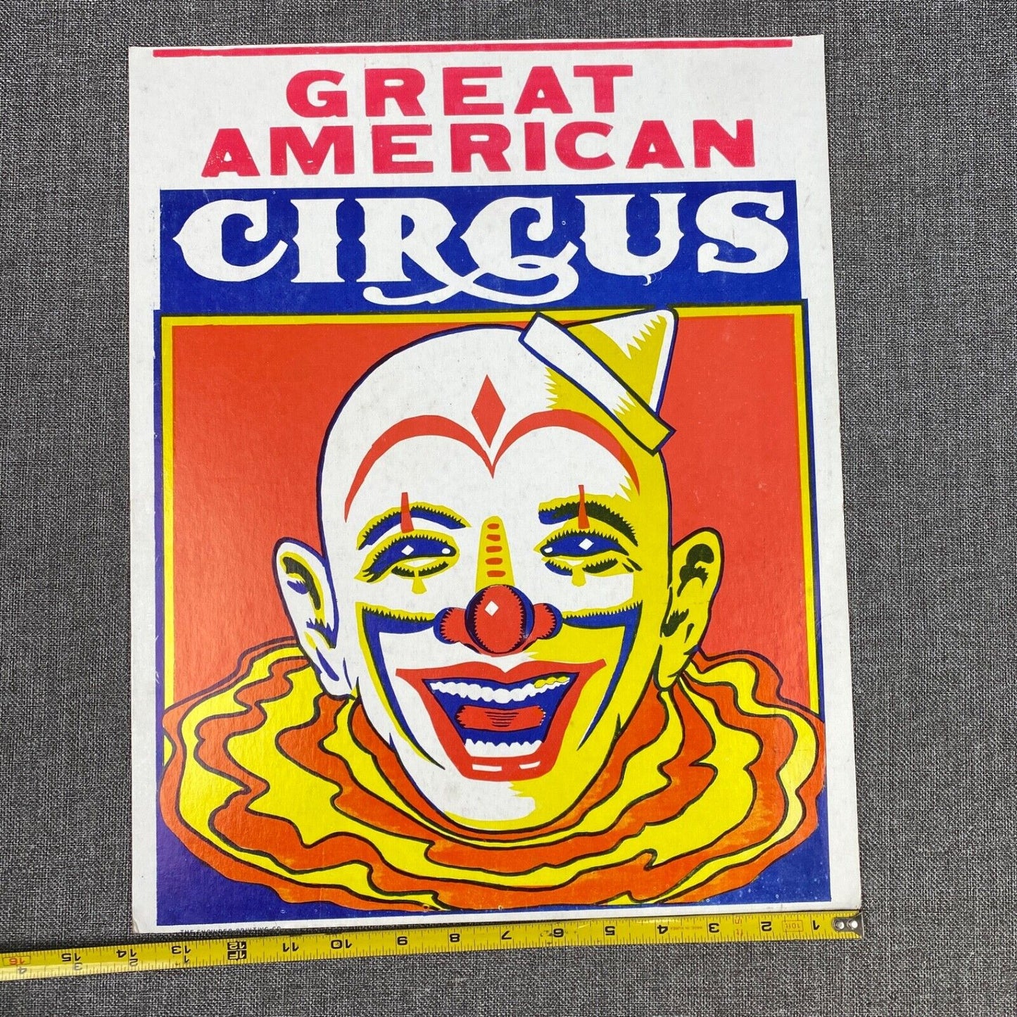 Great American Circus Vintage Cardboard Poster 17" Tall x 14" Wide