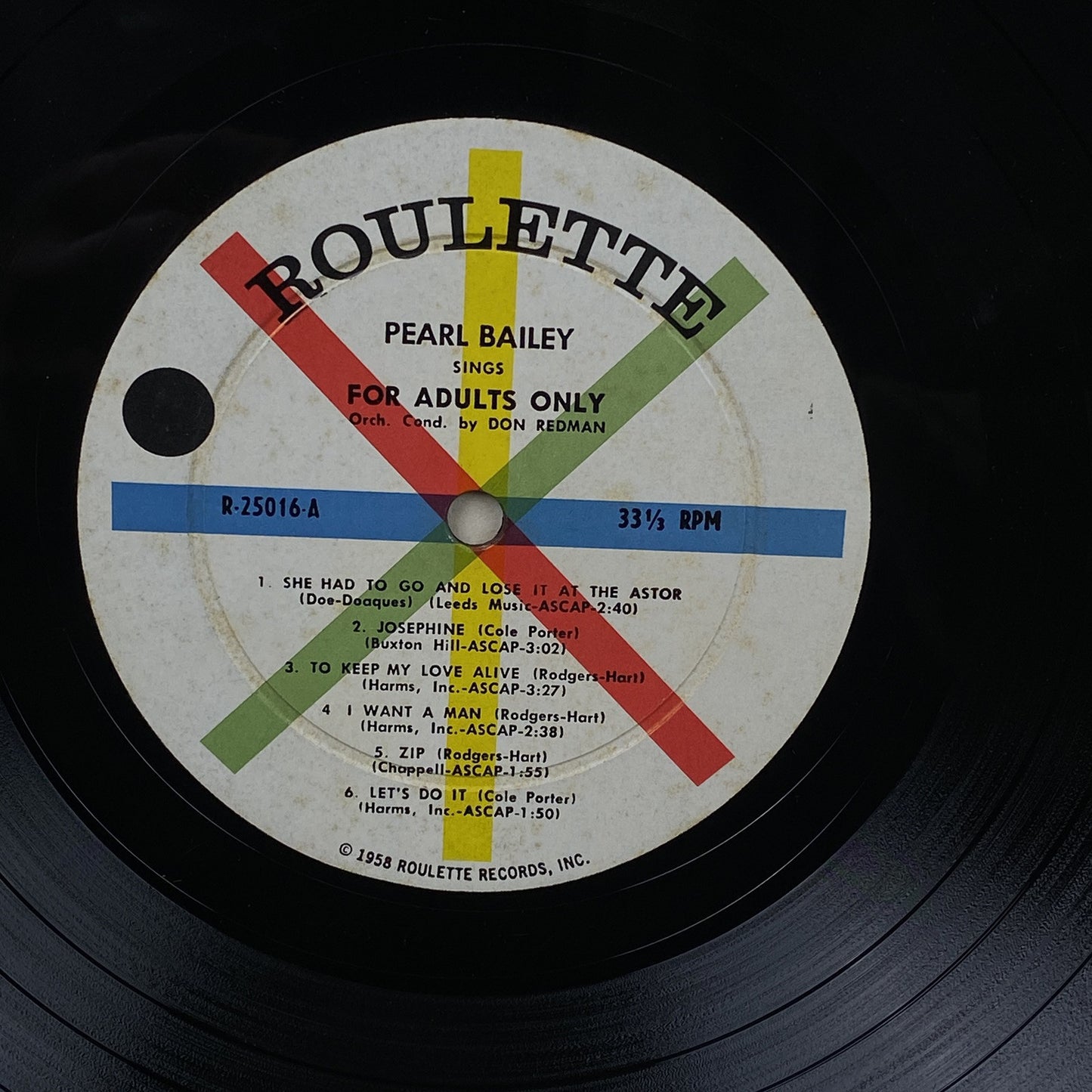Pearl Bailey Sings for Adults Only LP Vinyl Record by Roulette Records 1958 - EX
