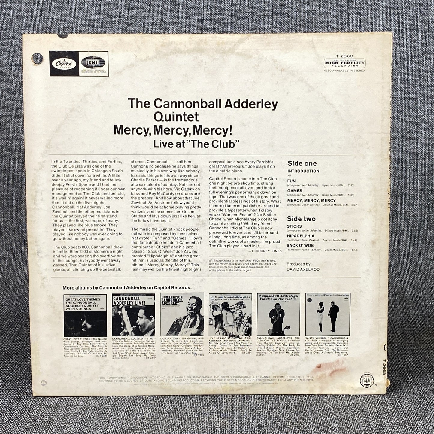 The Cannonball Adderley Quintet Mercy, Mercy, Mercy! Vinyl Record 1967