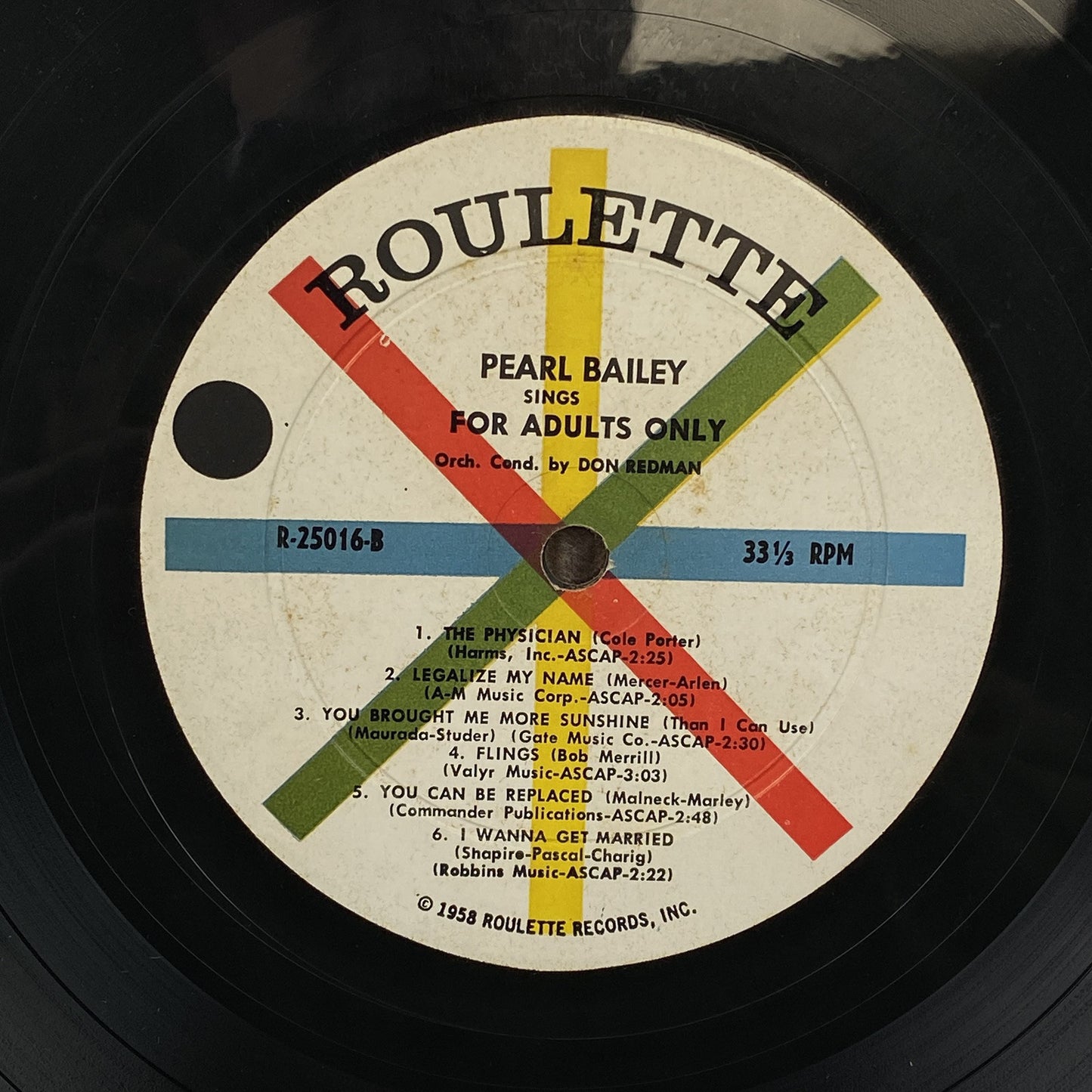 Pearl Bailey Sings for Adults Only Vinyl Record Roulette Records 1958 - VG