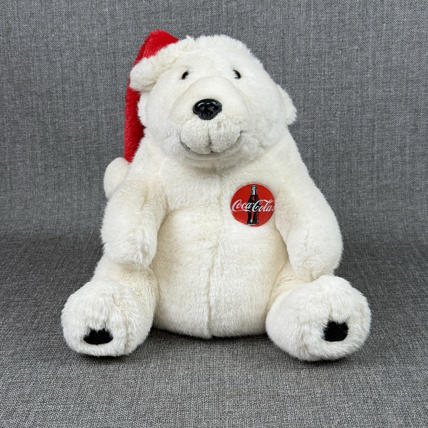 Vintage Coca Cola Polar Bear Plush 1993 Christmas Santa Hat 11" tall