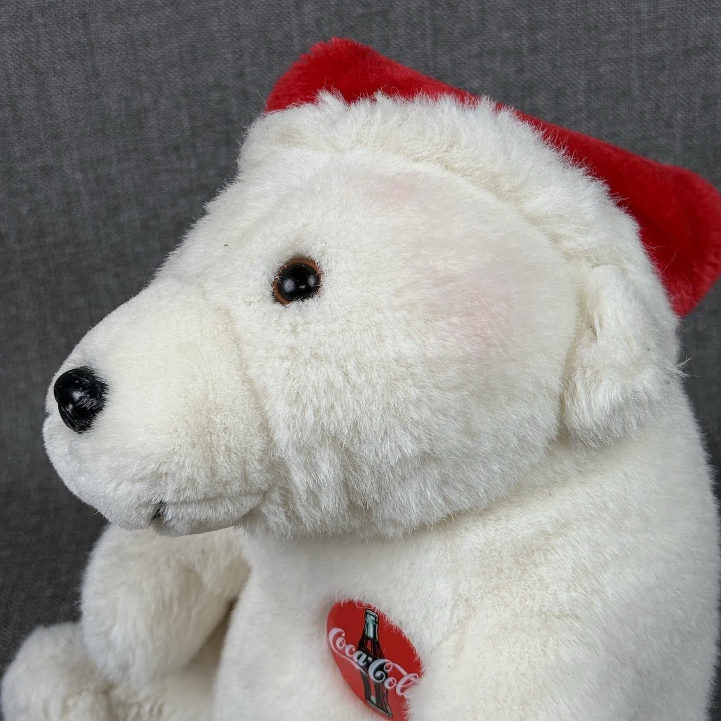 Vintage Coca Cola Polar Bear Plush 1993 Christmas Santa Hat 11" tall