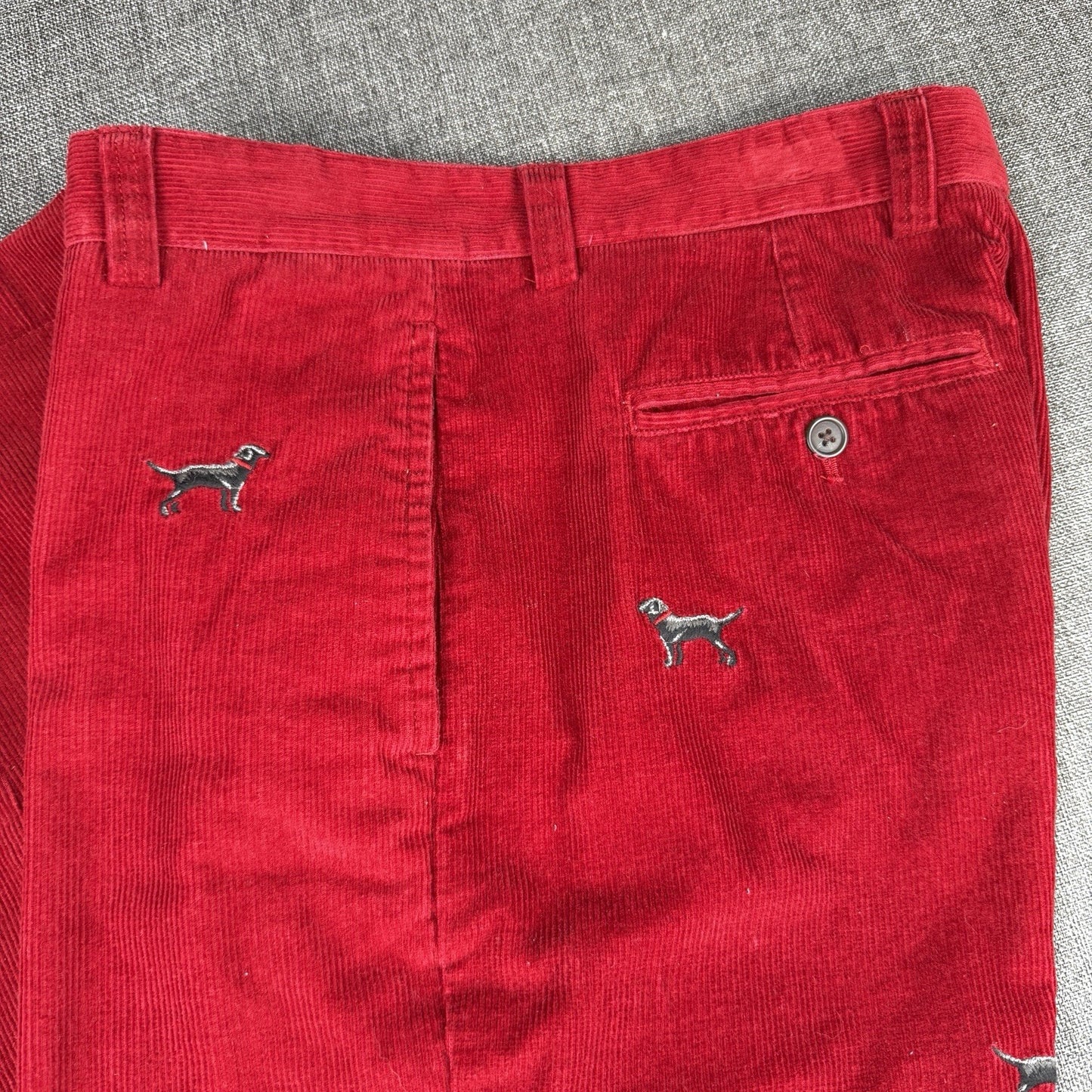 Chaps Ralph Lauren Corduroy Pants Women's 32" x 26" Dog Black Lab Embroidered