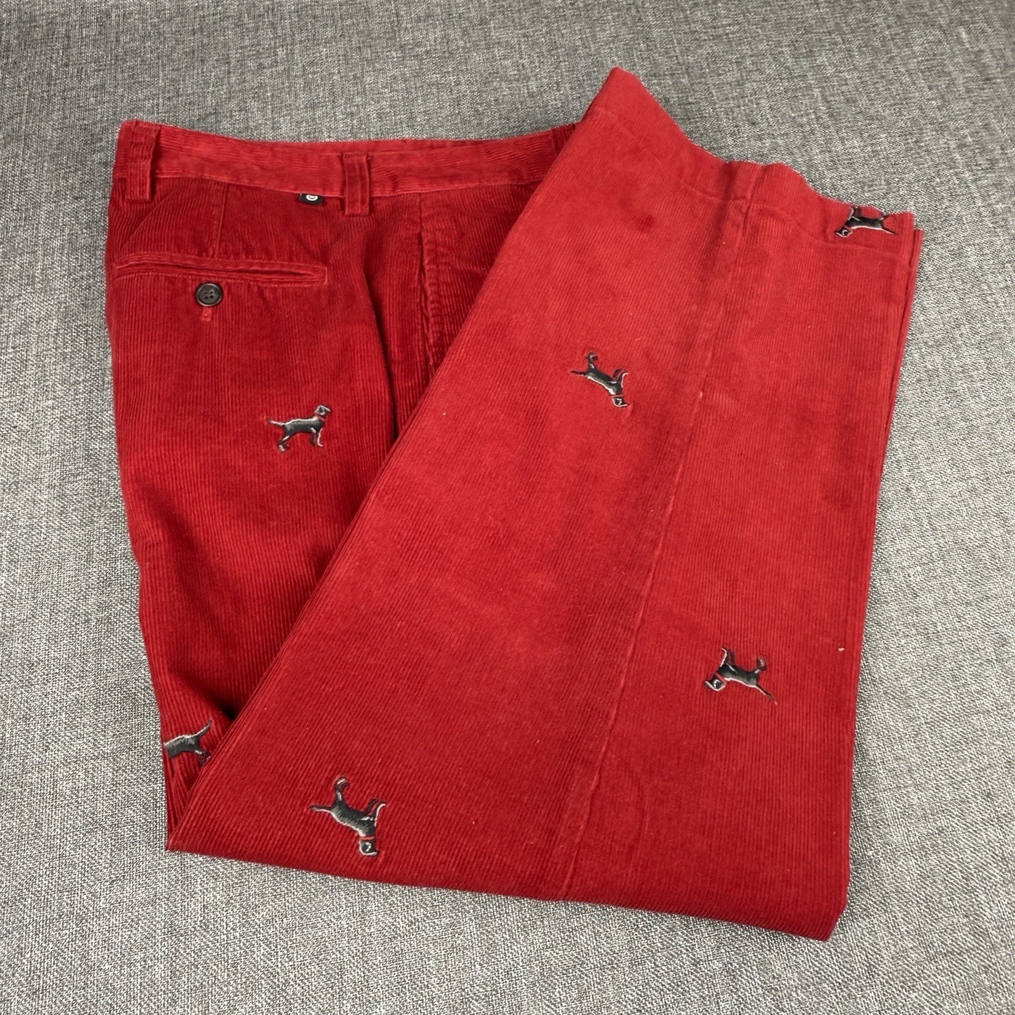 Chaps Ralph Lauren Corduroy Pants Women's 32" x 26" Dog Black Lab Embroidered