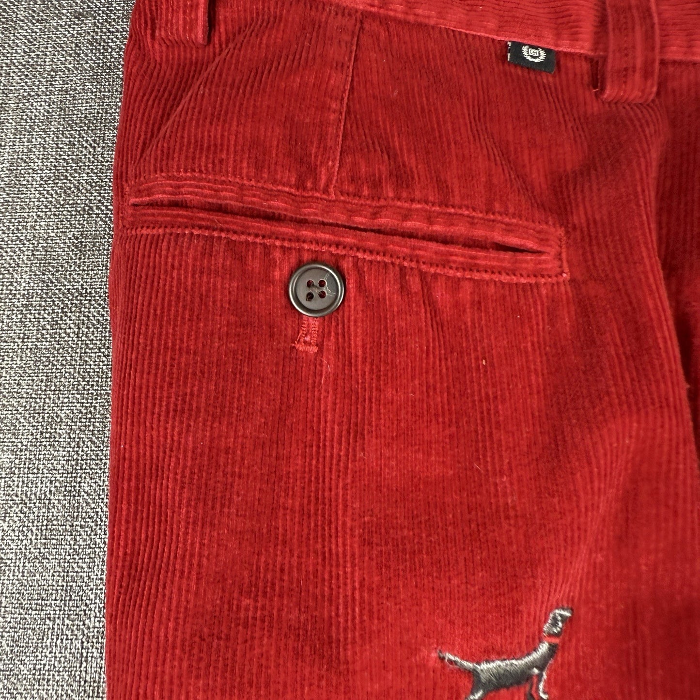 Chaps Ralph Lauren Corduroy Pants Women's 32" x 26" Dog Black Lab Embroidered
