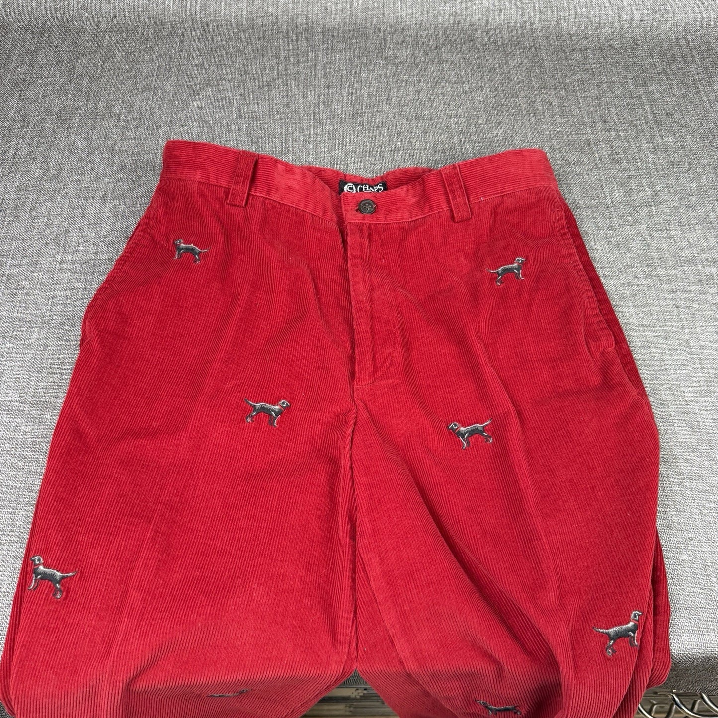 Chaps Ralph Lauren Corduroy Pants Women's 32" x 26" Dog Black Lab Embroidered